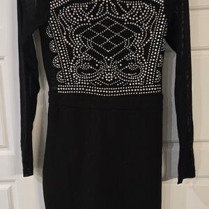 a'gaci Black Dress with Silver Detailing